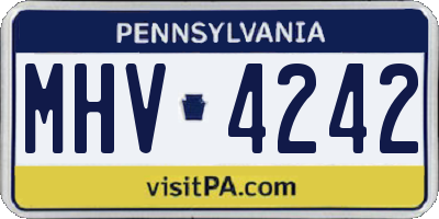 PA license plate MHV4242