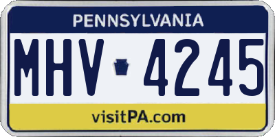 PA license plate MHV4245