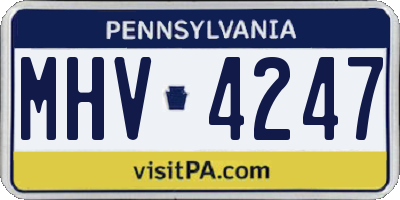 PA license plate MHV4247