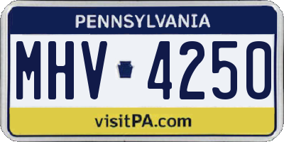 PA license plate MHV4250