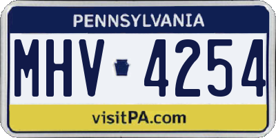 PA license plate MHV4254