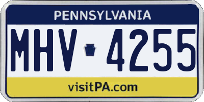 PA license plate MHV4255