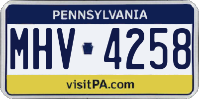 PA license plate MHV4258