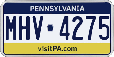 PA license plate MHV4275