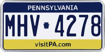 PA license plate MHV4278