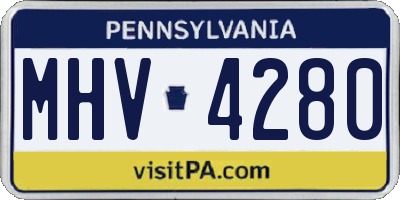 PA license plate MHV4280