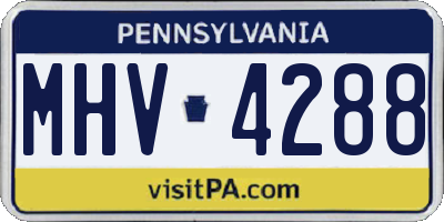PA license plate MHV4288
