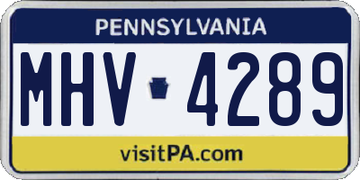 PA license plate MHV4289