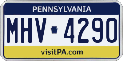 PA license plate MHV4290