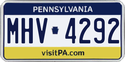 PA license plate MHV4292