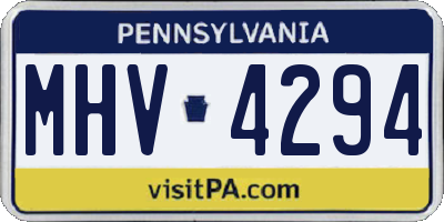 PA license plate MHV4294