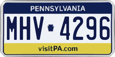 PA license plate MHV4296
