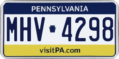 PA license plate MHV4298