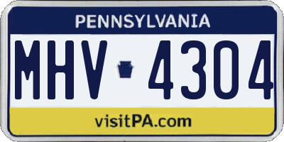PA license plate MHV4304