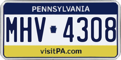 PA license plate MHV4308