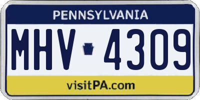 PA license plate MHV4309