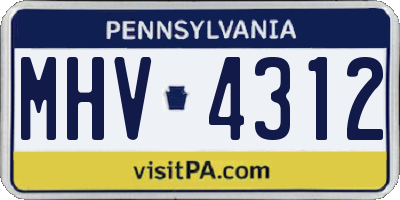 PA license plate MHV4312