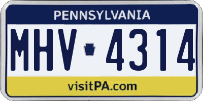 PA license plate MHV4314