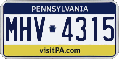 PA license plate MHV4315
