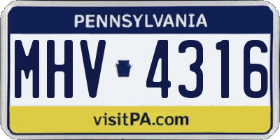PA license plate MHV4316