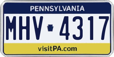 PA license plate MHV4317