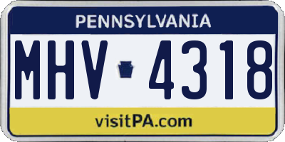 PA license plate MHV4318