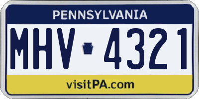 PA license plate MHV4321