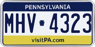 PA license plate MHV4323