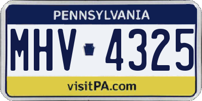 PA license plate MHV4325