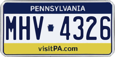 PA license plate MHV4326