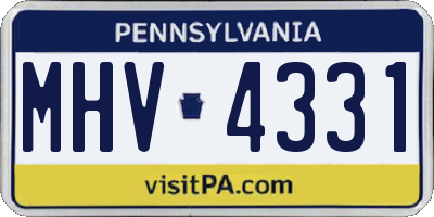 PA license plate MHV4331