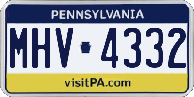 PA license plate MHV4332