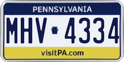 PA license plate MHV4334