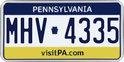 PA license plate MHV4335