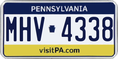 PA license plate MHV4338