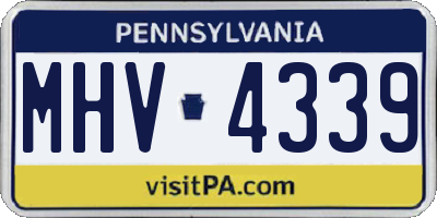 PA license plate MHV4339