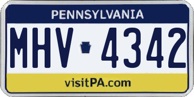 PA license plate MHV4342