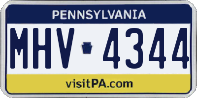 PA license plate MHV4344