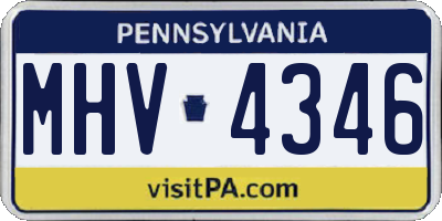 PA license plate MHV4346