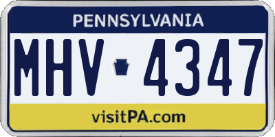 PA license plate MHV4347