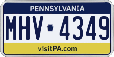 PA license plate MHV4349