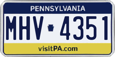 PA license plate MHV4351
