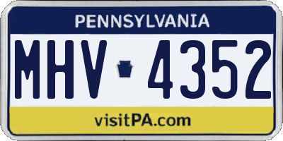 PA license plate MHV4352