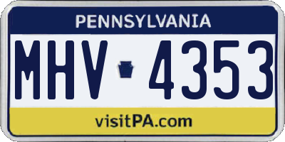 PA license plate MHV4353