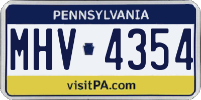 PA license plate MHV4354