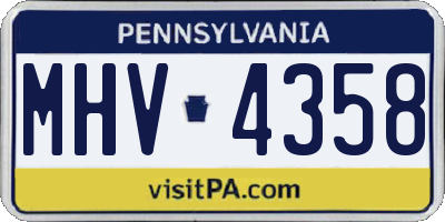 PA license plate MHV4358