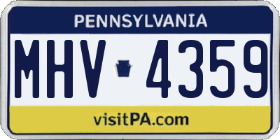 PA license plate MHV4359