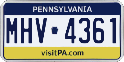 PA license plate MHV4361