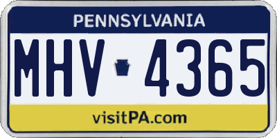 PA license plate MHV4365