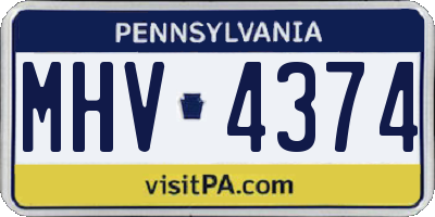 PA license plate MHV4374